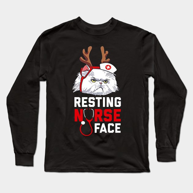 Resting Nurse Face T shirt For Cat Lady Long Sleeve T-Shirt by TeeAbe